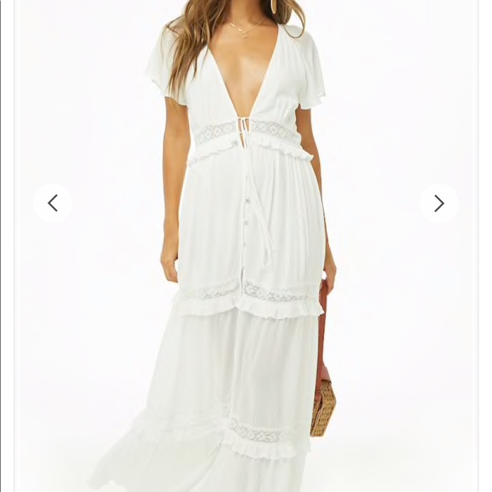 Plunging crochet maxi dress